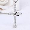 Sterlingsilber S925 Kreuz Halskette mit Schleife Zirkon Anhänger für Damen - Trendiges Schmuck Accessoire