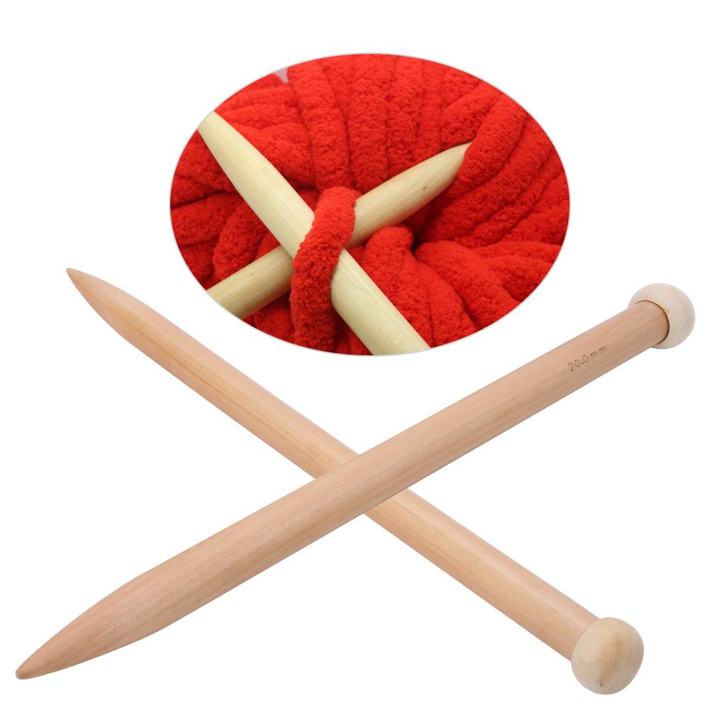 1 Paar Häkelnadeln aus Holz, Stricknadeln, Handwebwerkzeug für Schal, Pullover, Decke, 20 mm