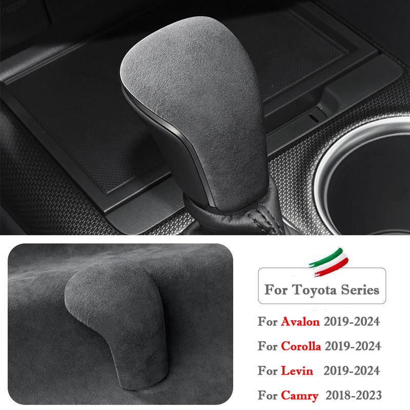 For Toyota Avalon Corolla Levin Camry Car Gear Shift Knob Cover Collars Protector Alcantara Suede Interior Styling Moulding Trim