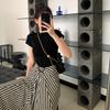 Damen Graues Slim-Fit Kurzarm Rundhals T-Shirt - Sommer 2025 Bauchbedeckendes Vielseitiges Oberteil