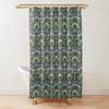 Golden Baroque Symmetrical Shower Curtain, Paisley Bohemian Tribal Ethnic Damask Ornament Luxury Design Bathroom Shower Curtain