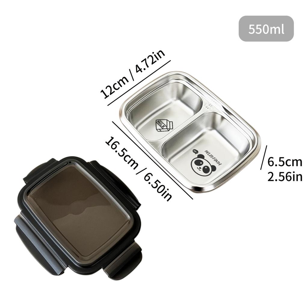 WORTHBUY 304 Stainless Steel Divided Bento Lunch Box Portable Leak-proof Food Container With Compartments For Students Kids