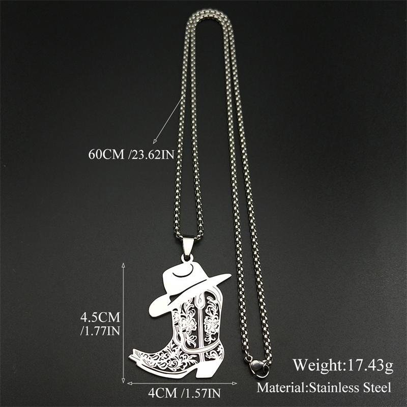 Bohemia West Cowboy Shoes Flower Necklace For Women Men Stainless Steel Hollow Gold Color Fashion Male Chain Jewelry Gifts