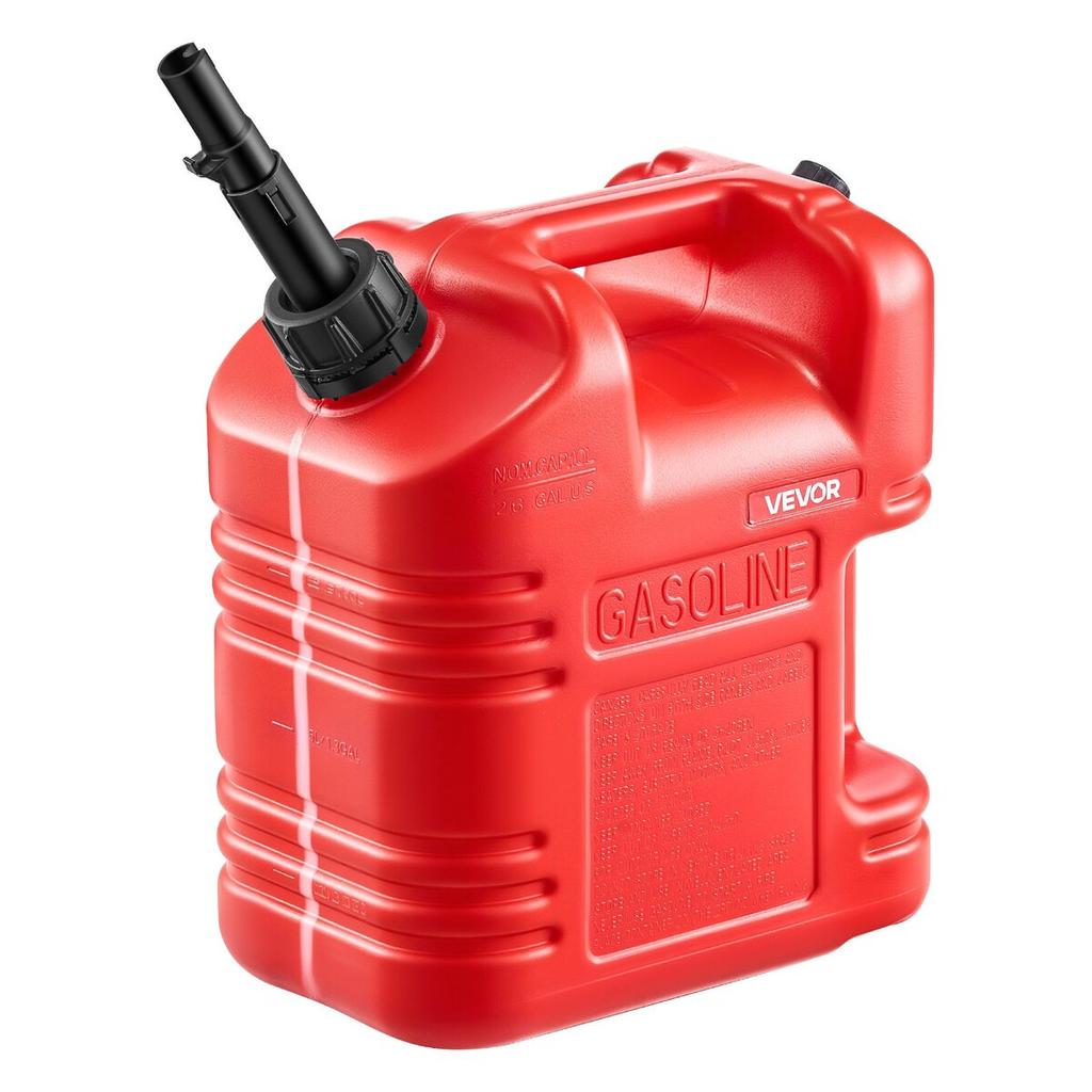 Fuel Container, 9.5 L, Gas Tank with Spout & Clear Scale, 15 L/min Max Flow Rate, Secure & Leak-proof, Portable Flat Fluid Container for Most Cars