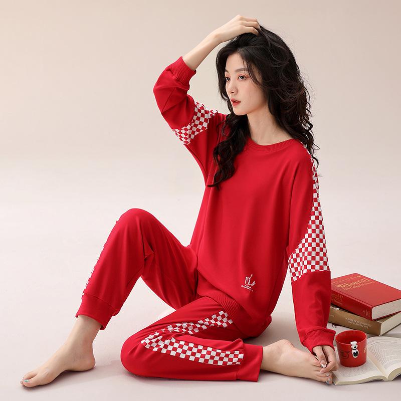 [Soft Cotton] Pajamas Women'S Pure Cotton Long-Sleeved Trousers Loungewear Casual Wear Suit
