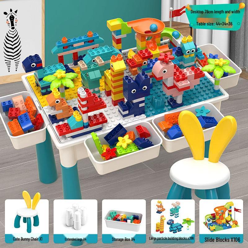Multifunctional Building Block Table for Kids, Compatible with Large Lego Pieces, Educational Toy for Boys Ages 3-6