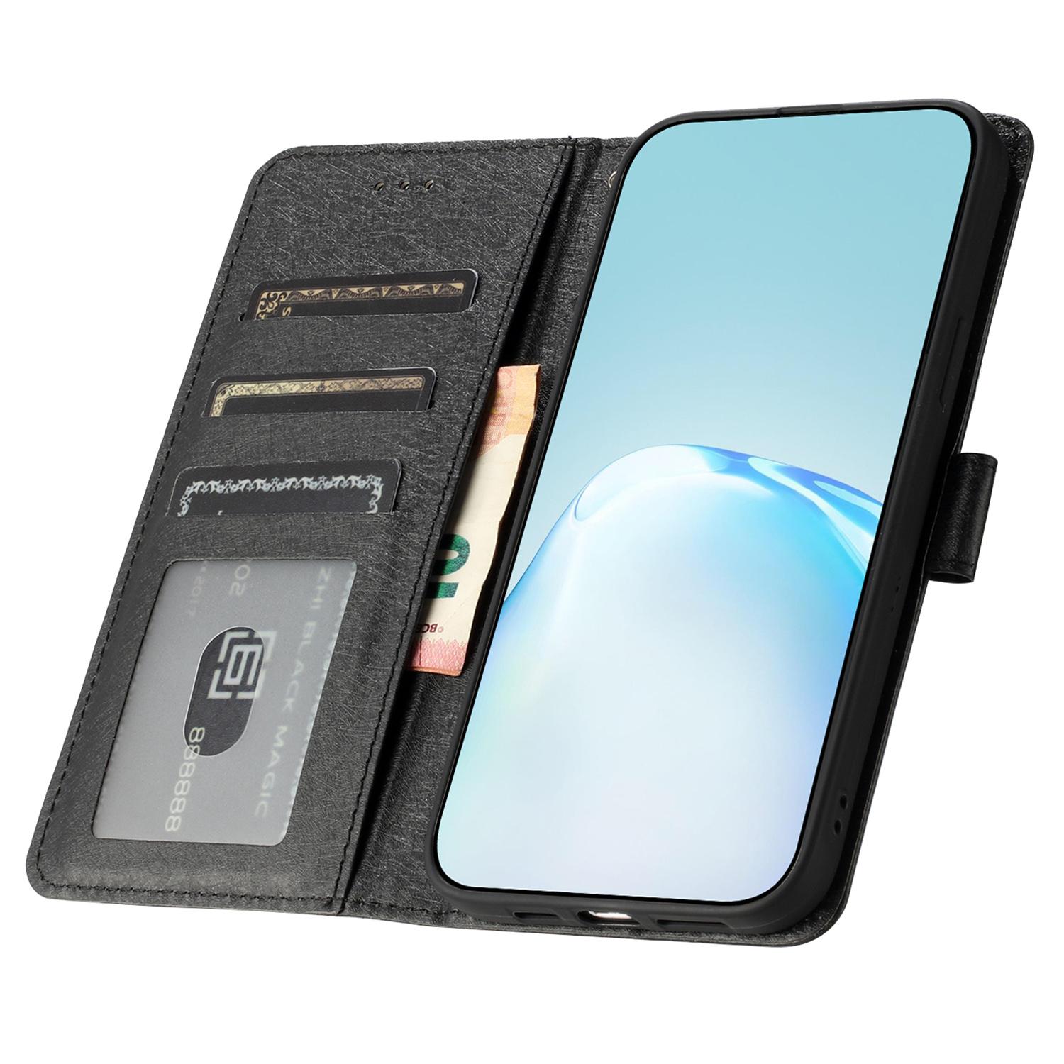 

For Samsung Galaxy A55 5G Case Silk Texture Shockproof Leather Wallet Phone Cover Silver