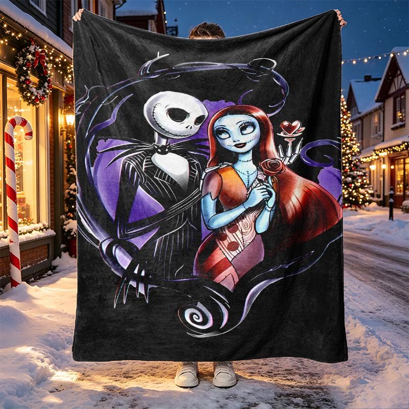 The Nightmare Before Christmas Pattern Blanket for Home Decoration, Bed, Sofa, Car Travel, Camping, Suitable for All Seasons, Birthday Christmas Gift