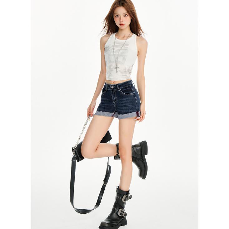 Sommer Damen Y2k Streetwear Gyaru Harajuku Mode Grunge Vintage Mittelhoch Taille 2000er Jeansshorts Denim Hotpants Japanisch