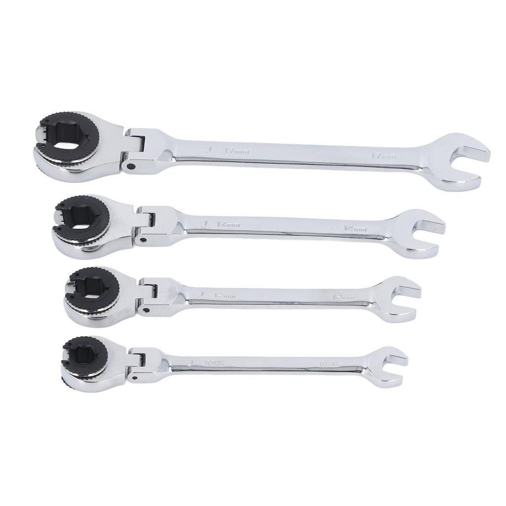Brake Line Wrench Set 72 Teeth Adjustable Angle 10mm 12mm 14mm 17mm Ratcheting Tubing Wrenches