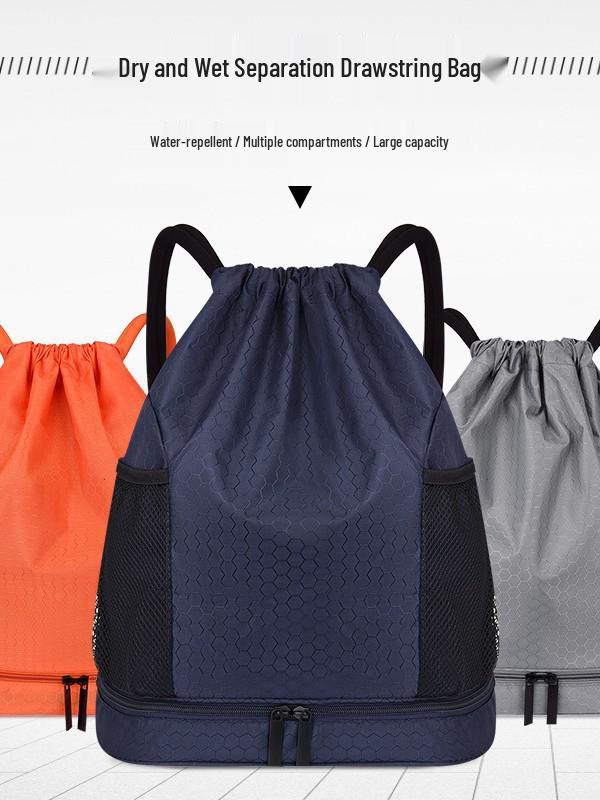 Wet & Dry Separation Waterproof Sports Drawstring Backpack with Double Shoulder Straps for Outdoor & Fitness Activities