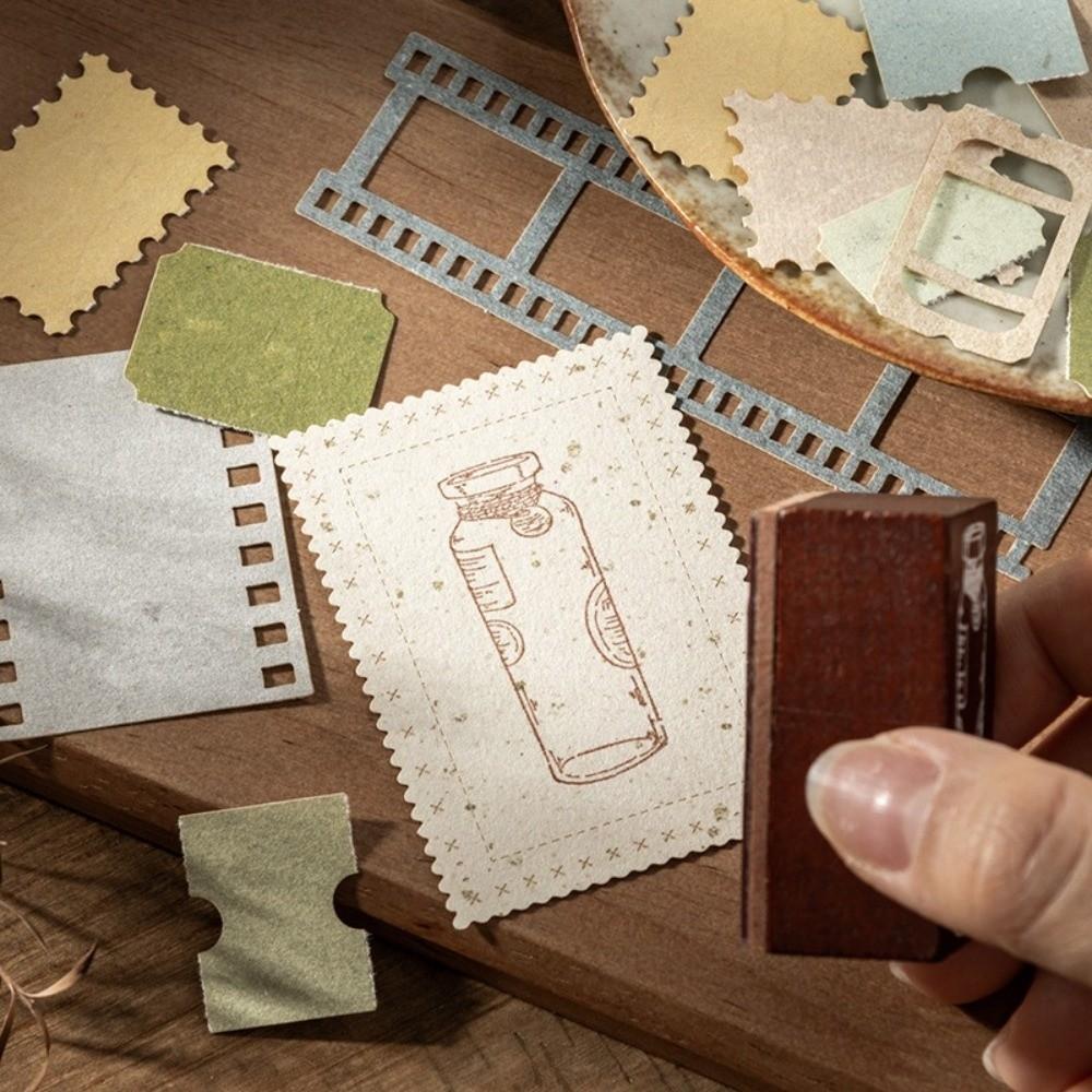 30Pcs Vintage Texture Vintage Label Scrapbook Material Hallowed Out Memo Pad DIY Scrapbooking