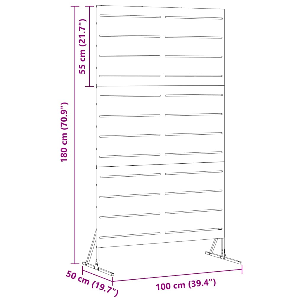 Privacy Screen Gray 100 X 50 X 180 Cm Steel