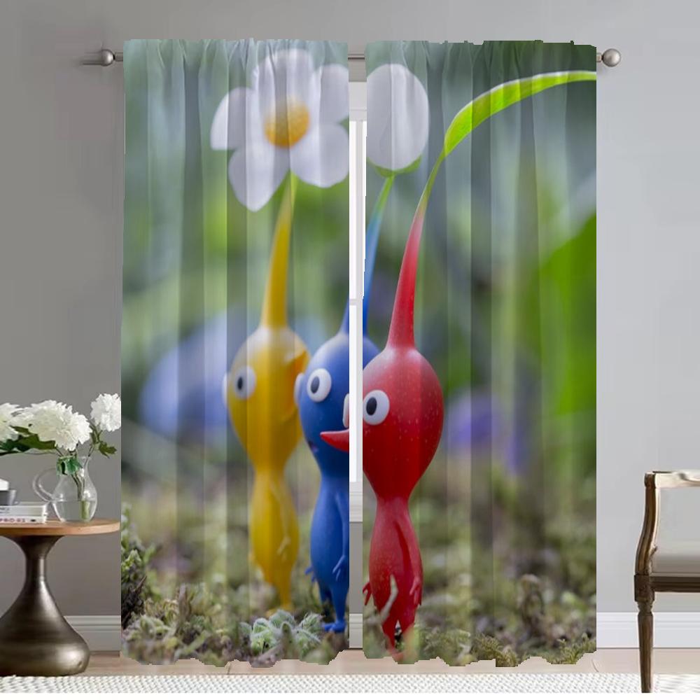 PIKMINS Zasłona Dzieląca Okno do Pokoju 2 Panele Zasłony Antykomarowe 2 Sztuki Rolety Dekoracja Halloween Tiul do Sypialni