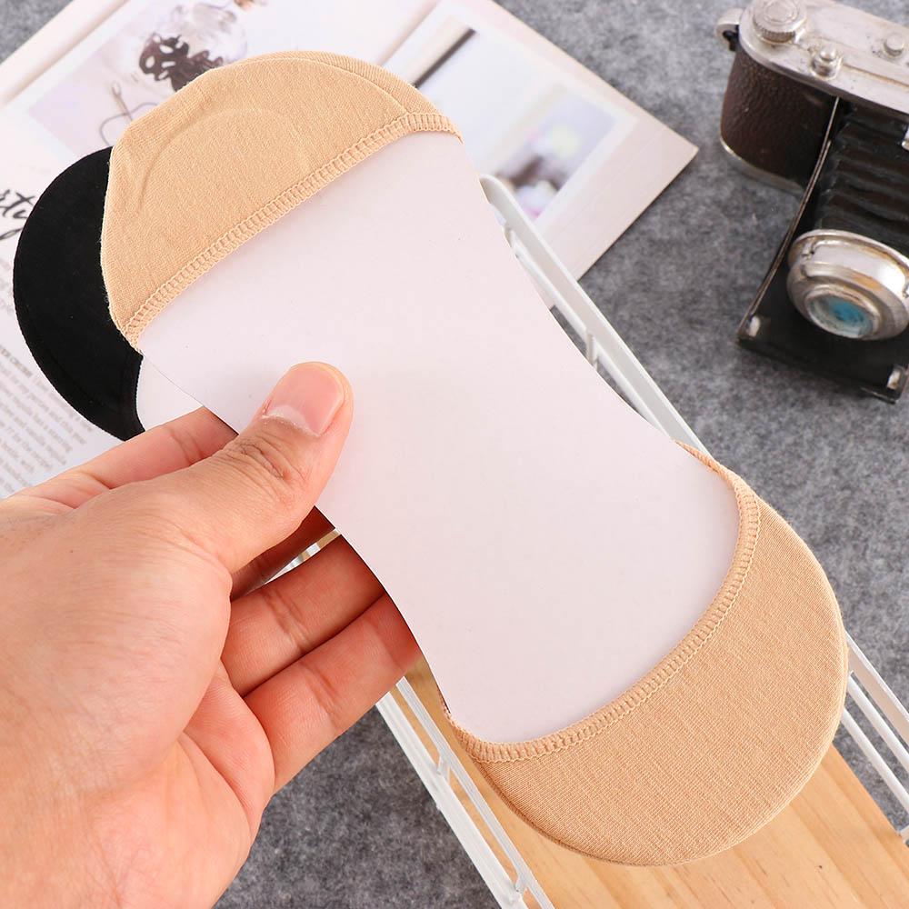 Invisible No Side Solid Color Cotton High Heels Sponge Pad Invisible Socks Sock Slippers Boat Socks