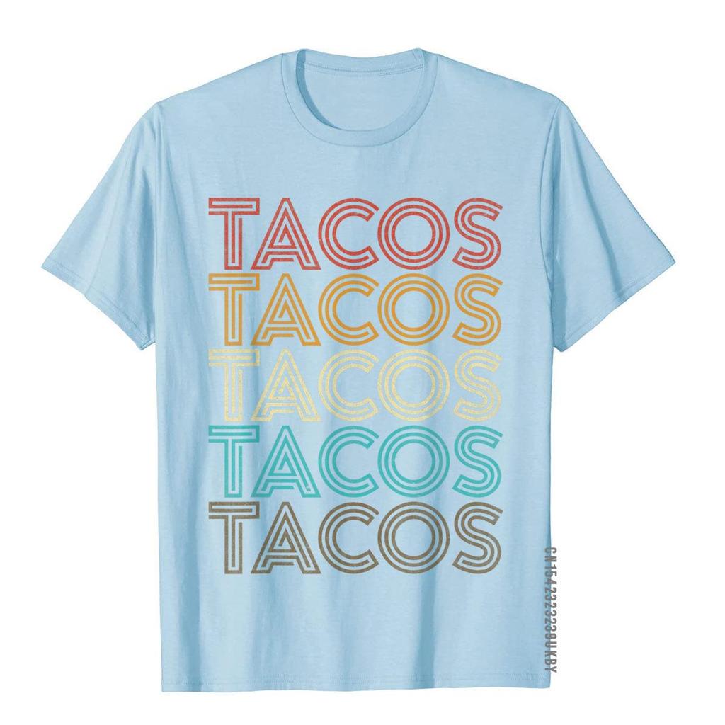 Retro Vintage Tacos Tuesday Mexican Food Party Funny Gift T-Shirt Comics T Shirts For Adult Cotton Tees Holiday Plain