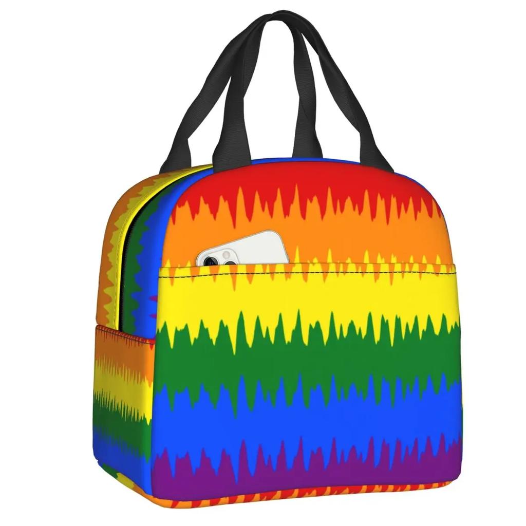 Gay Pride Flag Drip Design Insulated Lunch Bag Women Resuable LGBT Rainbow Lesbian Thermal Cooler Lunch Box Office Picnic Travel
