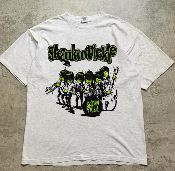 Rare Skankin Pickle Band Ska Punk 90s Gray Colour Shirt CL672 S