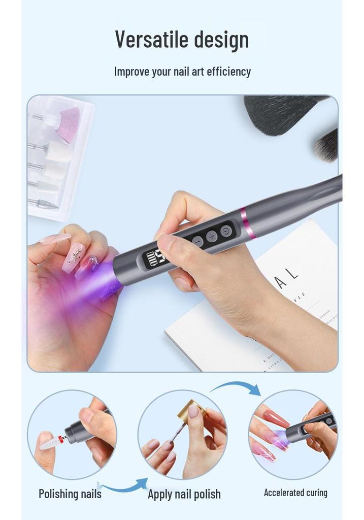 Electric Nail Art Grinding Machine with Curing Lamp – Nail Grinder and Remover