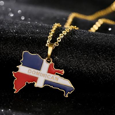 Ötvözet Trend Zománc A Dominikai Köztársaság Térkép Medál Nyaklánc Lánc Bűbáj Ékszer