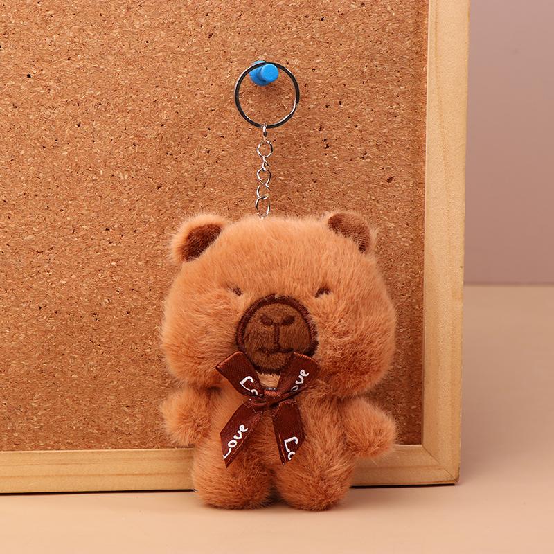 Capibara Plush Keychain Cartoon Capybara Stuffed Doll Pendant Car Key Ring Backpack Bag Decor Kid Gift