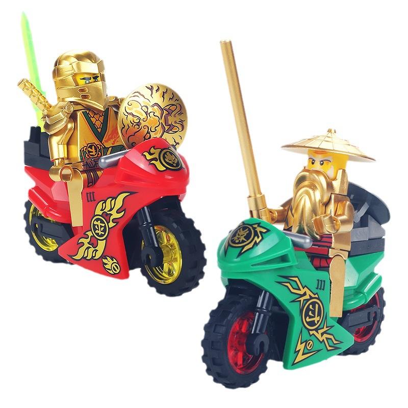 Movie Action Gold Mini Figures With Motorcycle Building Blocks Toys Bricks Model Boys Kids Christmas Gifts
