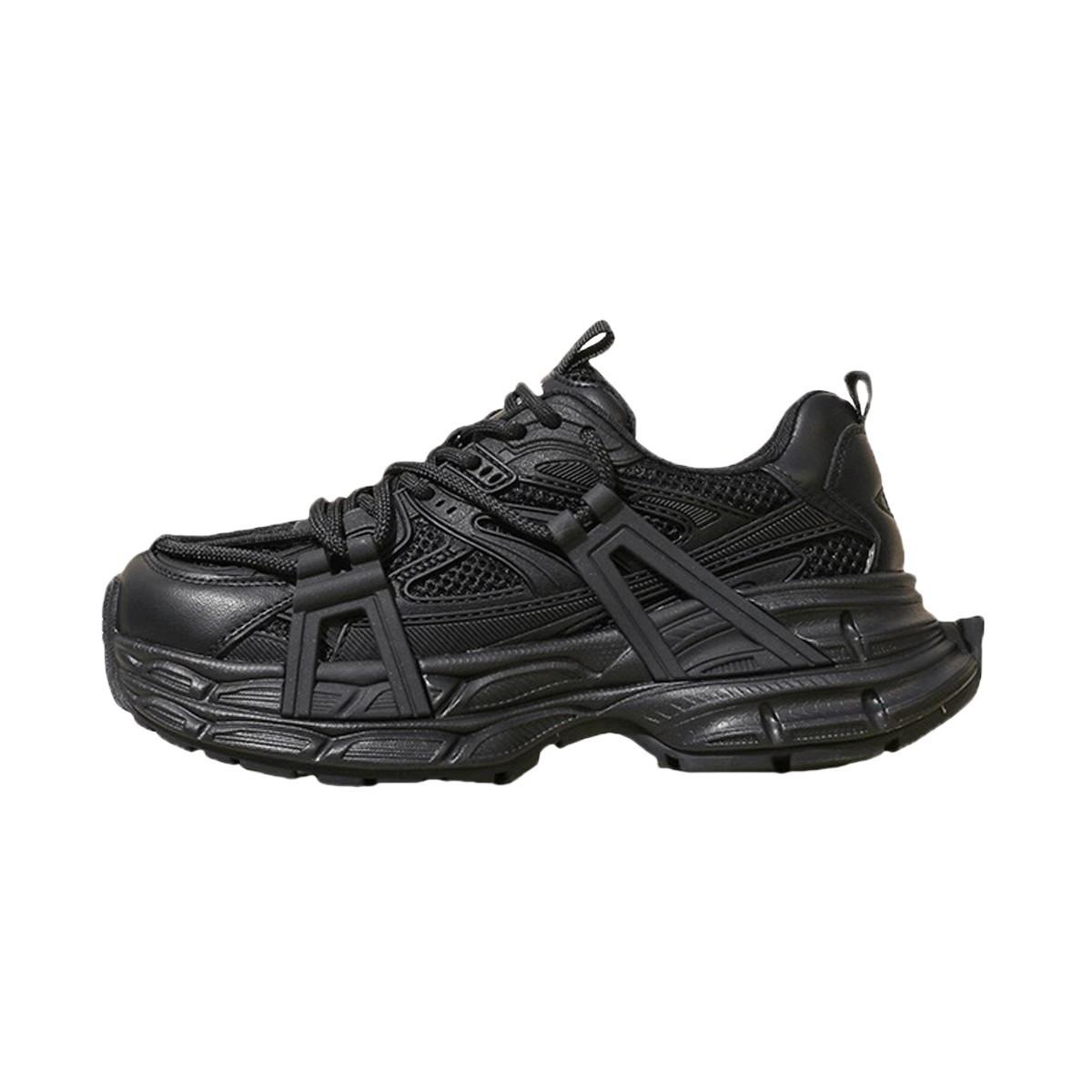 

Премиальные женские кроссовки на толстой подошве в стиле «папа» 2025 новинка ретро с увеличением роста маленькие универсальные повседневные спортивные туфли 40 чёрный