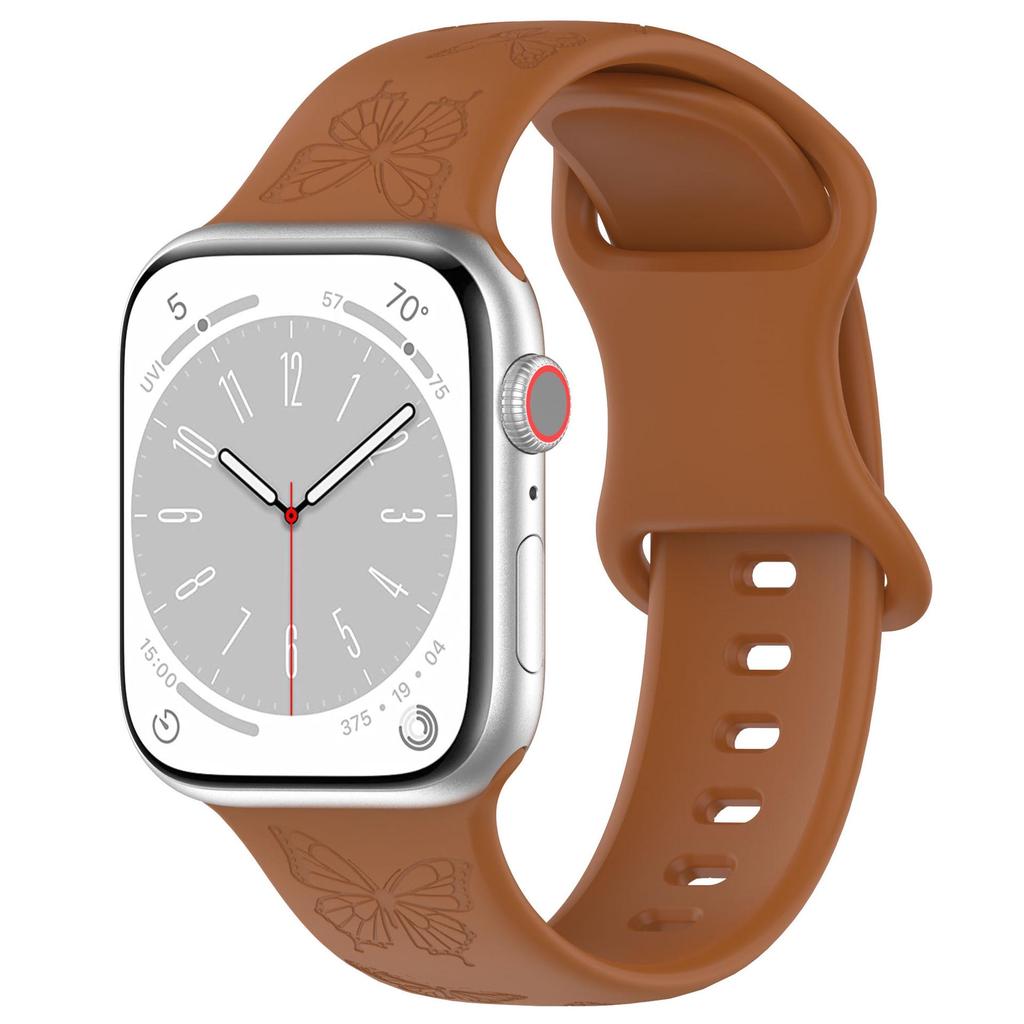 Compatible Apple Watch Band: Laser-Engraved Butterfly, 8-Shaped Buckle, Sporty Silicone Design for iWatch S8