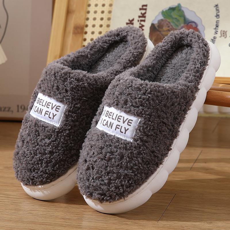 New Fashion Winter Soft Sole Mens Indoor Floor Non-slip Slides Bedroom Mule Warm Plush Slippers Male Home Casual Cotton Shoes