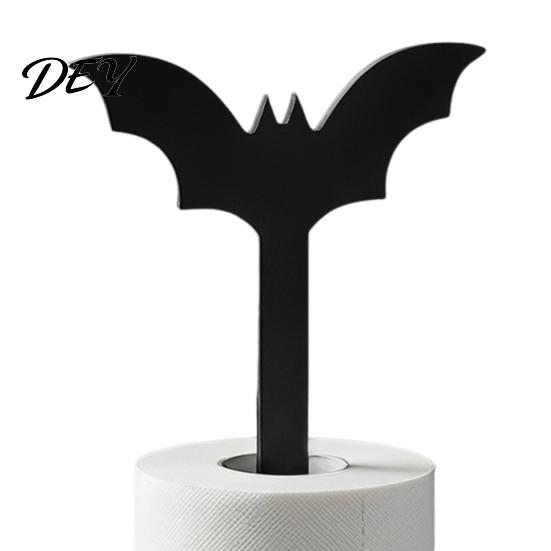 Gothic Bat Paper Towel Holder Bat-shaped Holder, Matte Black Metal Creative Halloween Party Supplies Vertical Tissue Stand, for Kitchen And