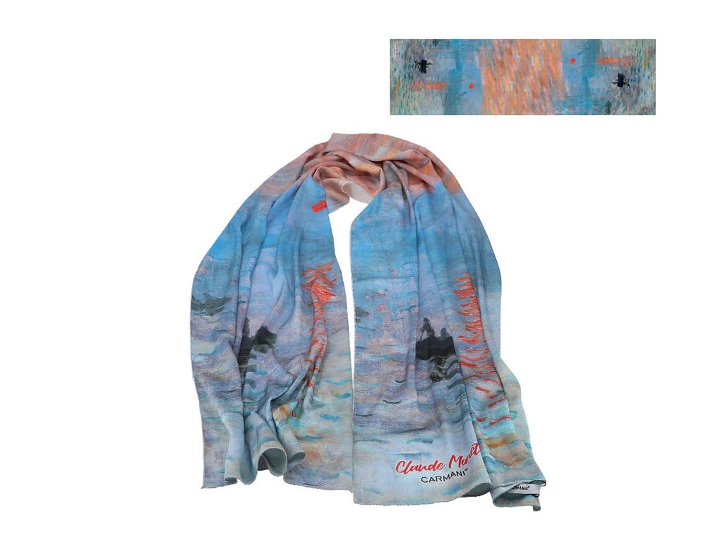 Szal Damski Chusta Apaszka Claude Monet Wschód Słońca Szalik Elegancki