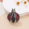 Glossy Alloy Ladybugs Pin Adorned With Glittering Crystals Handmade Enamel Animal Brooch For Women’s Fashion Apparel