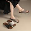 Korean Version of Temperament Cool Slippers for Women To Wear 2024 Summer New Square-headed Open-toed Simple Flat-bottomed Casual One-word Slippers
