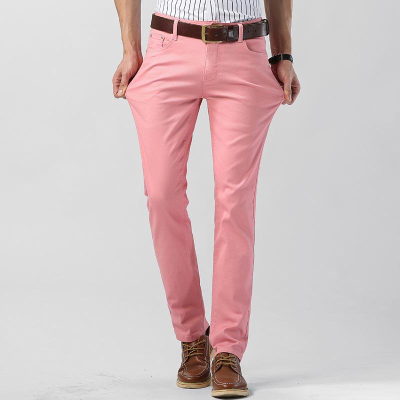 Nové podzimní kalhoty pro muže: Trendy Slim-Fit Džíny s Rovnými Nohavicemi Pánské Výrazné Barevné Džínové Kalhoty Všestranné Strečové Ležérní Kalhoty