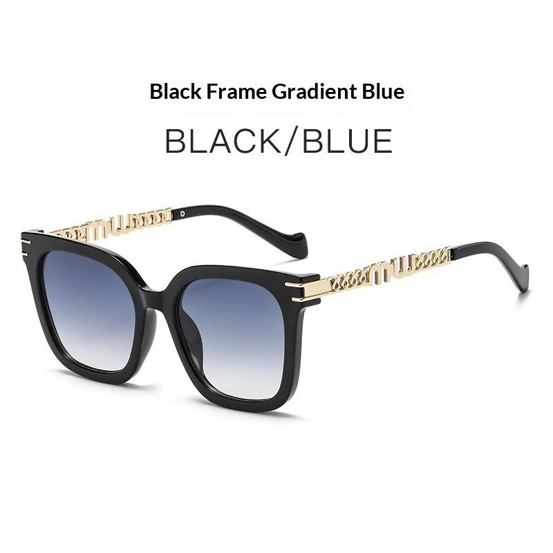 European and American Square Large Frame Chain Sunglasses Street Shooting Trend Men's and Women's Sunshade and UV Protection Sunglasses Women