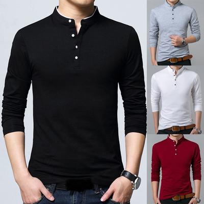 Noua modă pentru bărbați, guler în picioare, tricou cu mânecă lungă pentru bărbați, bluză