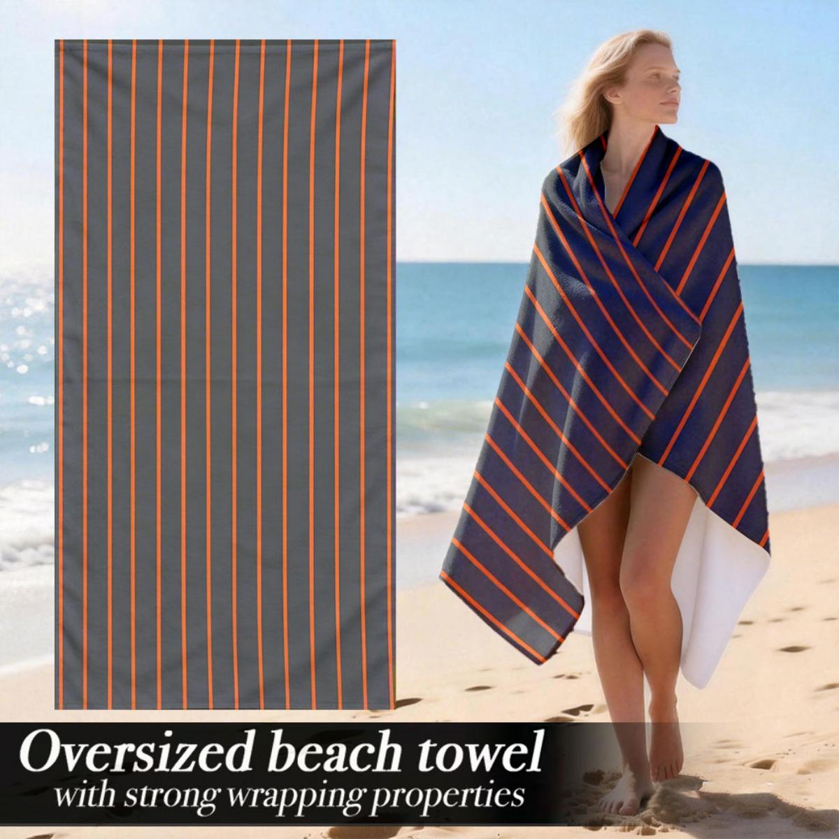 

Oversized Striped Beach Towel Patterned Sunscreen And Windproof Suitable For Swimming Pool Camping Travel Blanket W40*H60(CM)
