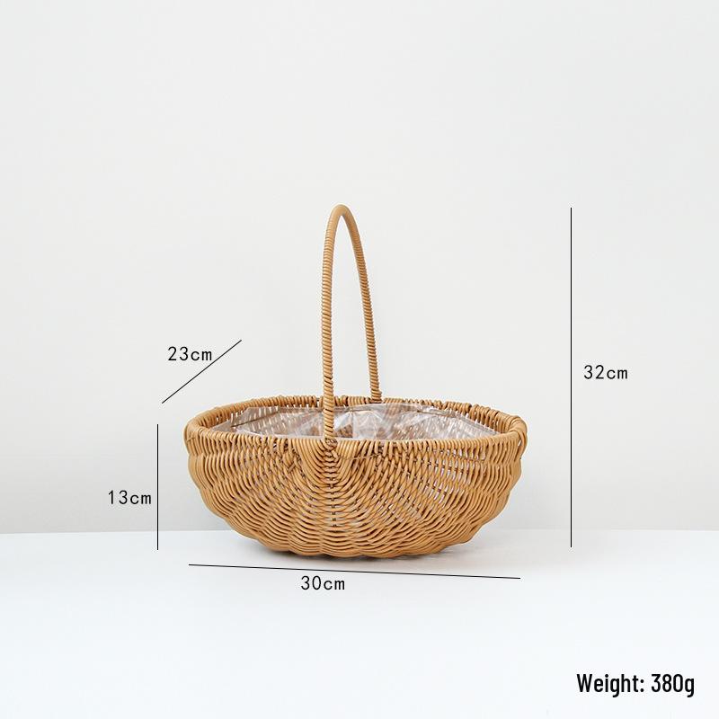 Handwoven Rattan Basket: Fruit, Picnic, Flower Tote for Festivals & Decor