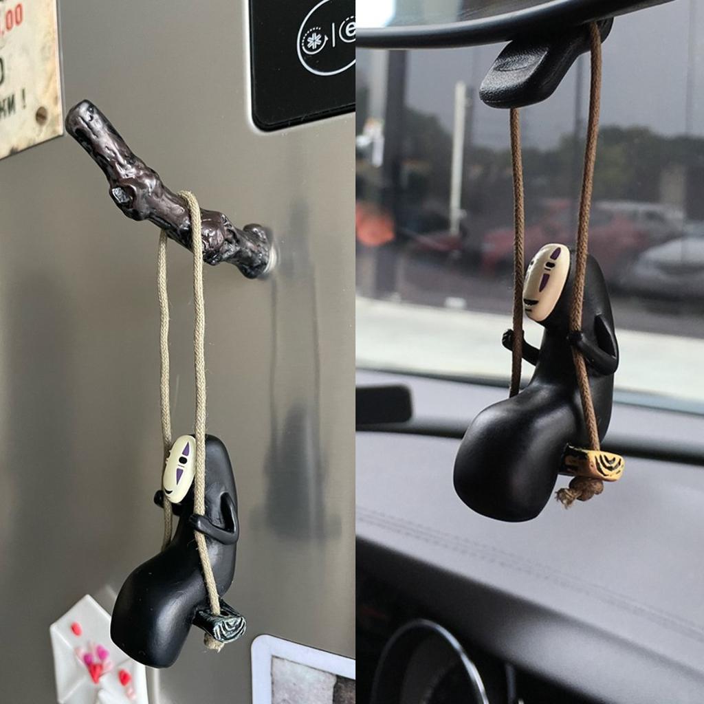 Spirited Away No-Face Swinging Car Charm Hanging Ornament Rearview Mirror Decoration Anime Themed Car Accessory