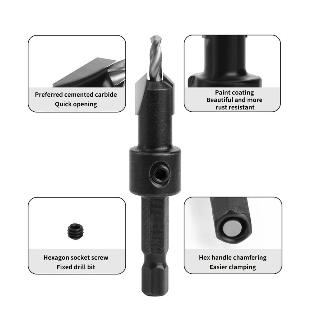 4pcs Adjustable Depth Countersink Drill Bit Set 4 Piece Set Countersunk Drilling Bit  Woodworking