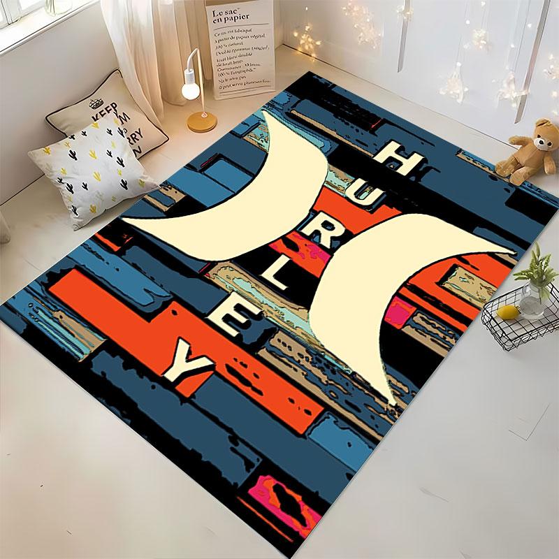 Hurley H Logo on Brick Wall Grunge Accent Carpet, Brick Wall Grunge H Design, Cozy Fan Seating Rug for Daily Comfort, All Seasons Gift