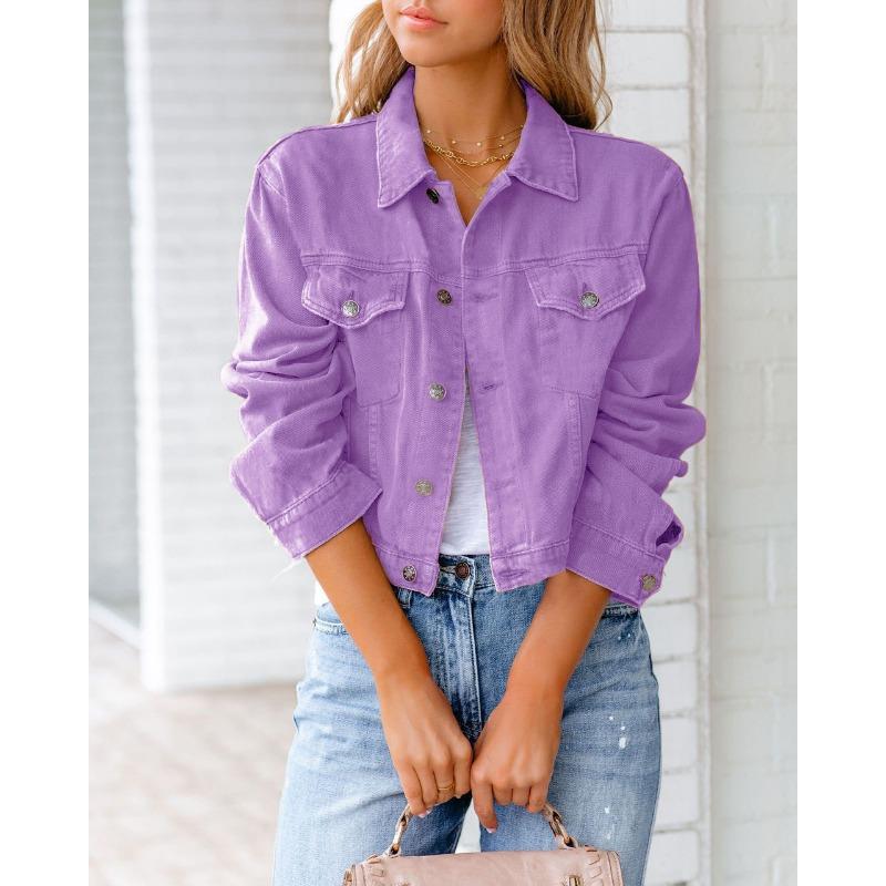Giacca di Jeans e Top a Manica Lunga da Donna per Primavera e Autunno