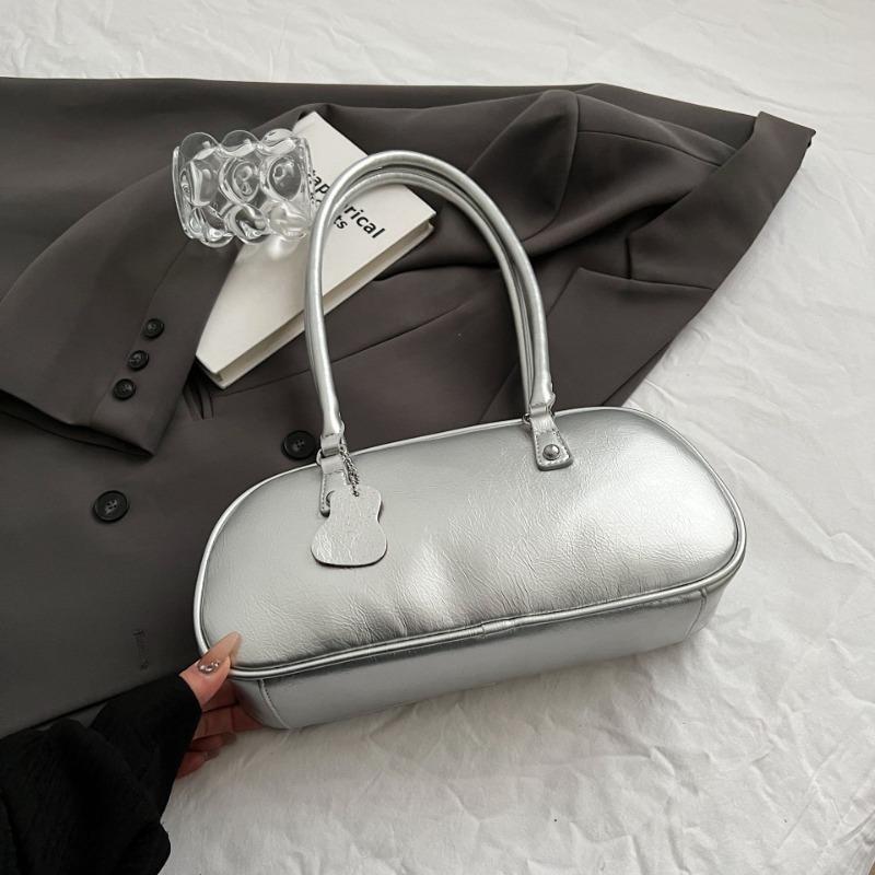 

Весенне-летняя новая простая высококлассная сумка подмышку, простая нишевая дизайнерская сумка через плечо серебряный