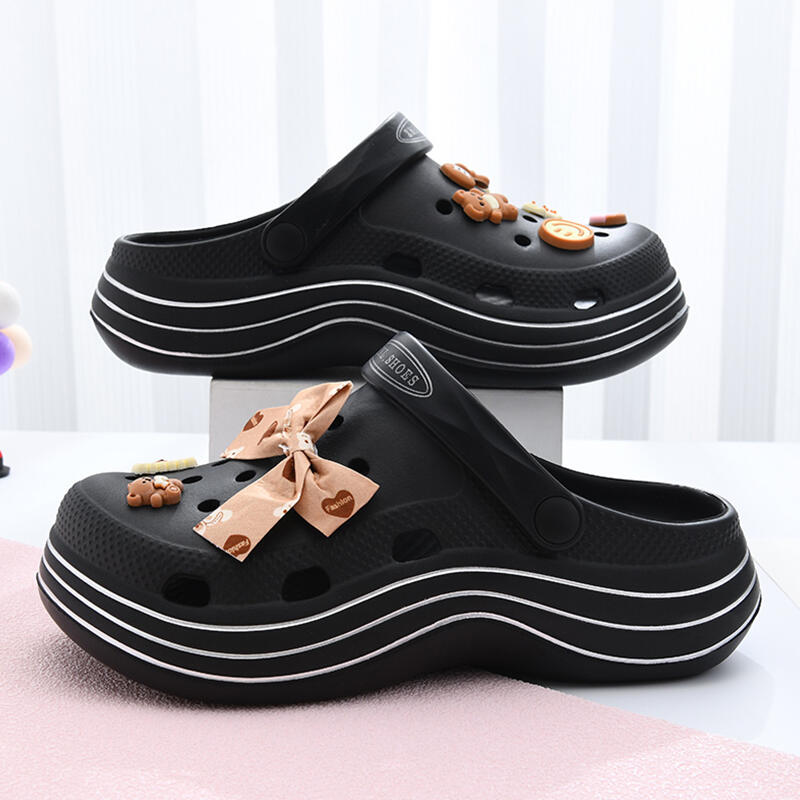 Cute Teddy Bear Height Increase Croc Sandals 03 Beige L 250255 5400₽