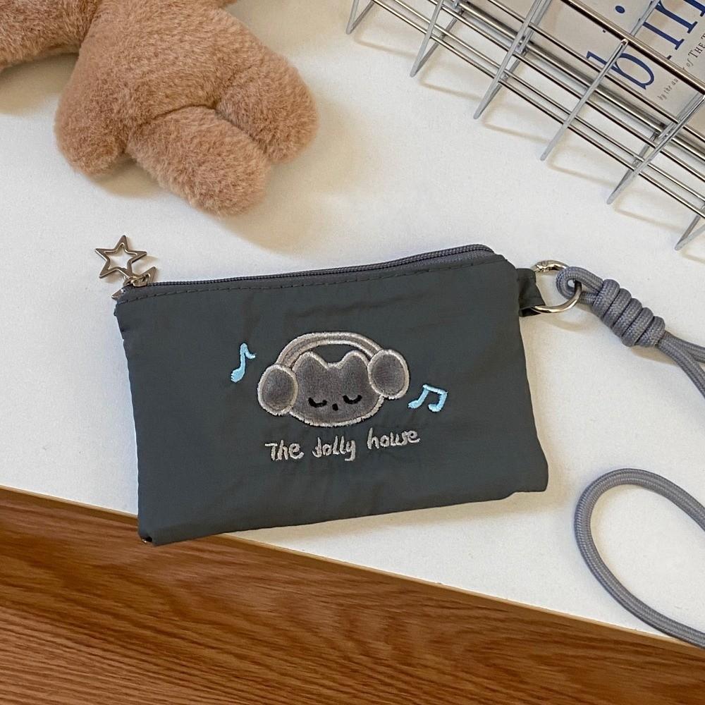 Милый Мультяшный Кот На шею Подвесной Держатель для карт Нейлоновый Двухслойный Прозрачный Itabag Молния Портативный Сумка для хранения ID/наушников