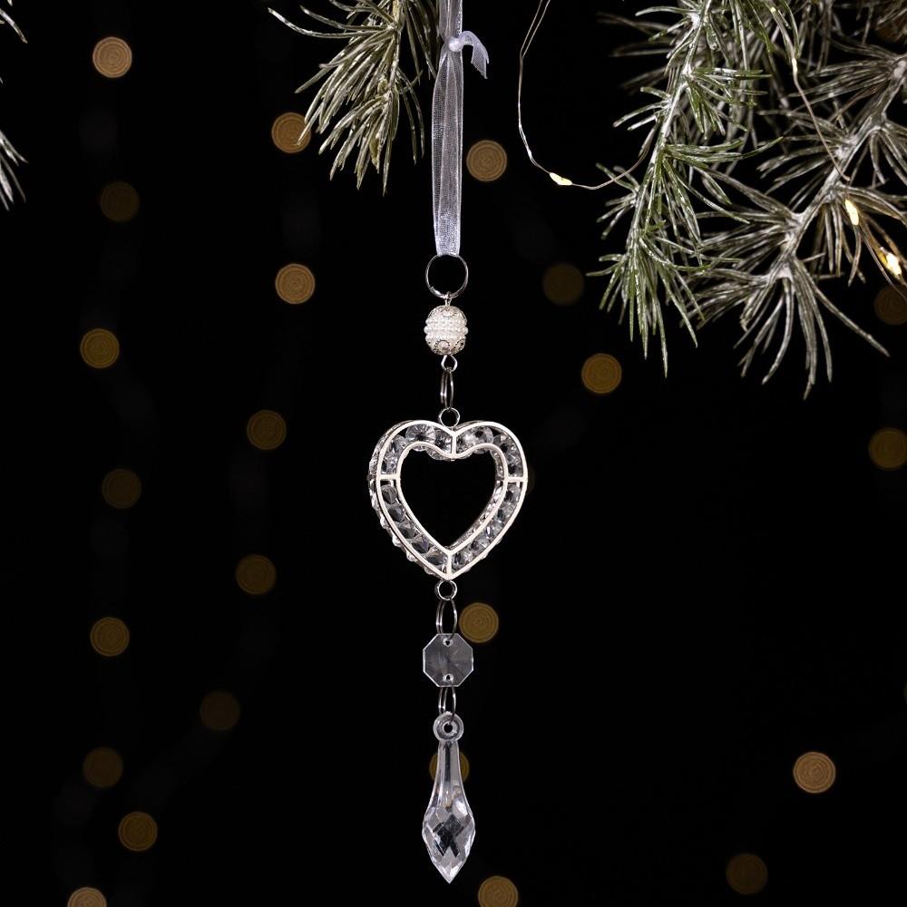 Love Heart Clear Ice Christmas Ornaments Fake Ice Snowflakes Pendants Holiday Props