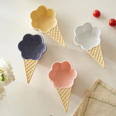 Creative Cute Dessert Bowl Internet Celebrity Ice Cream Cup Ceramic Handle Fruit Bowl Ice Cream Bowl
