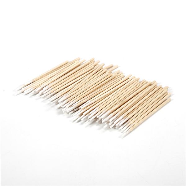 100 Pcs Abacterial Short Wood Handle Medical Dental Tattoo Use Cotton Swab Buds