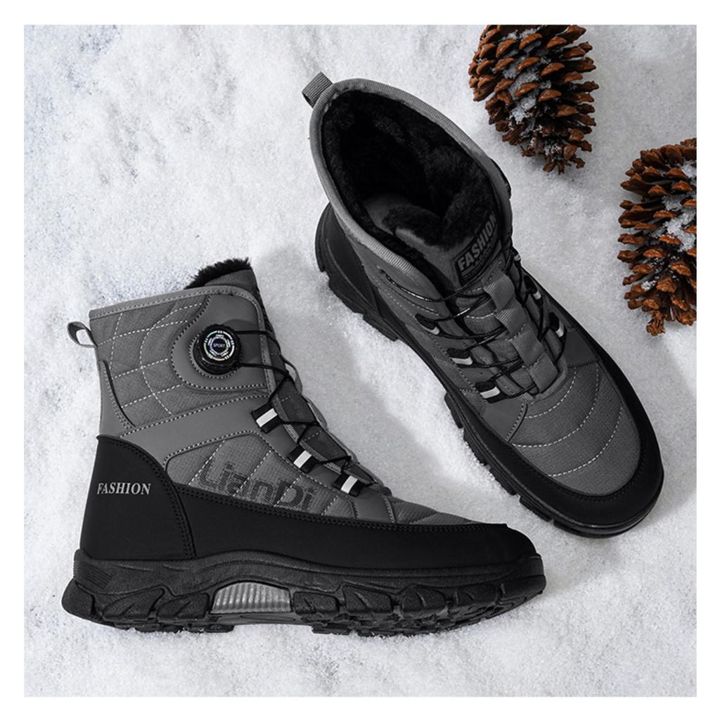 Thick Soled Shoes, Snow Boots, Plush, Thickened, Warm Shoes, Cotton Boots, Swivel Buckles, Breathable Men's Shoes