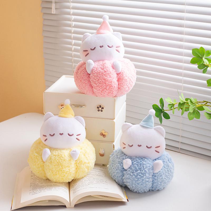 Kawaii Japan Bring Cat in Pumpkin Cat Plushie Stuffed Cute Kitten PLush Toys for Kids Girly Heart Plush DOll Toys for Kids